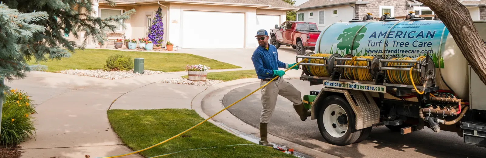 technician winding up hose
